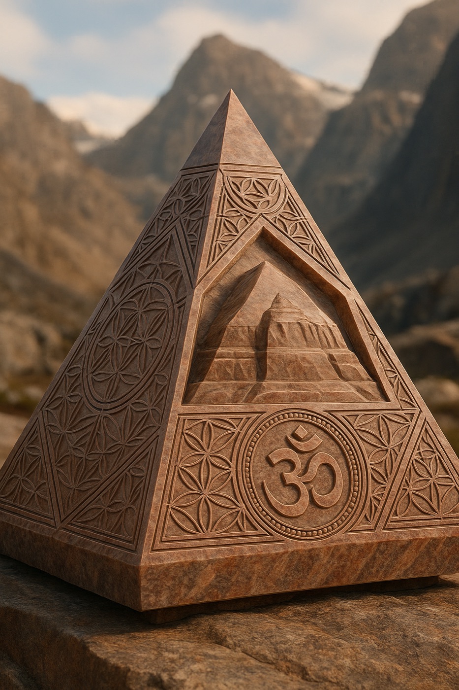 Kailash, carved in Kashmir-brown stone