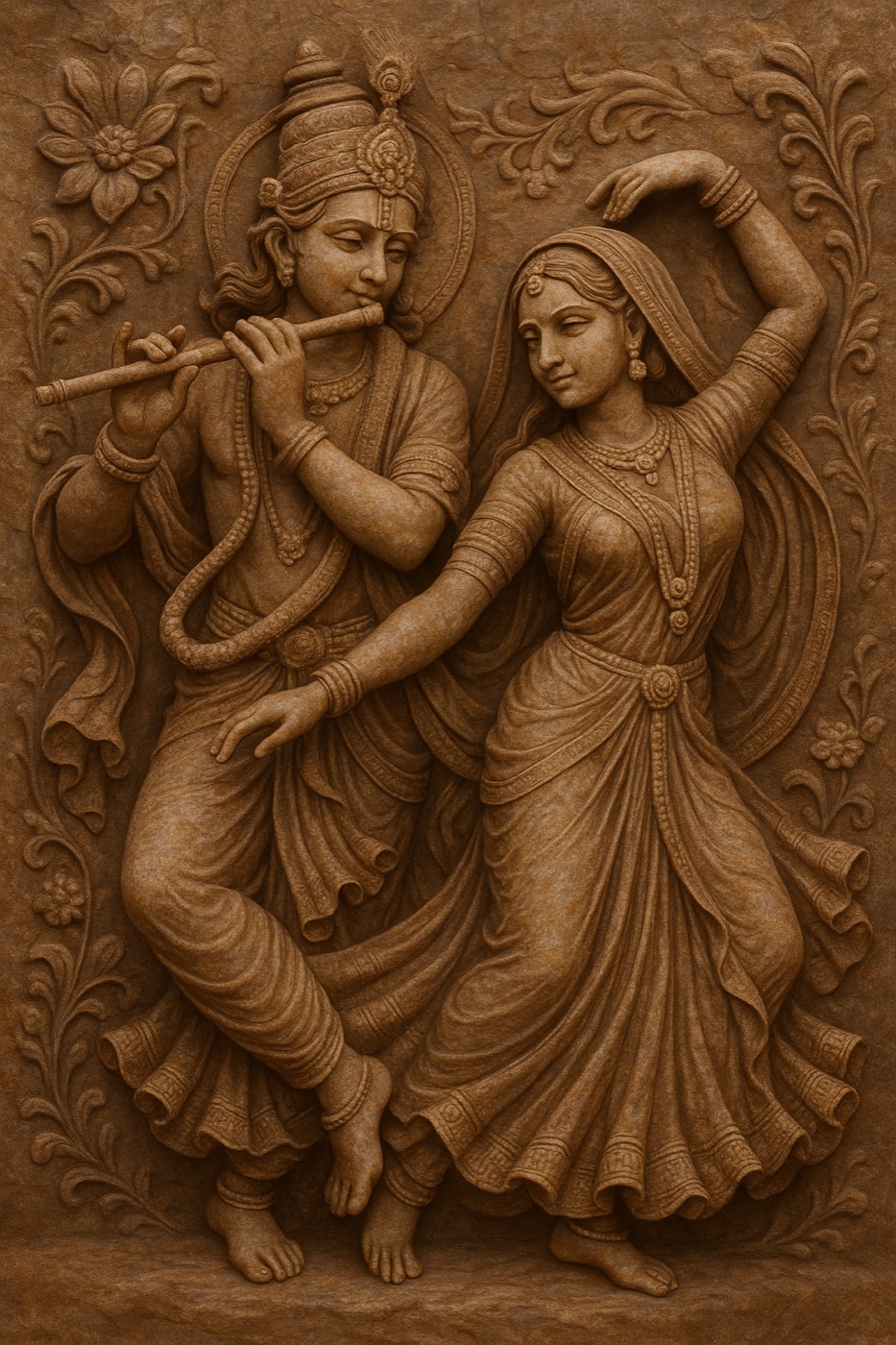Ras Leela, relief in warm sandstone